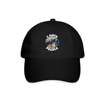 I hate people camping colorful tents campfire - Baseball Cap - black/black - Front