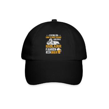 Radlader und Bier Radladerfahrer Bauarbeiter - Baseballkappe - Schwarz/Schwarz - Vorne
