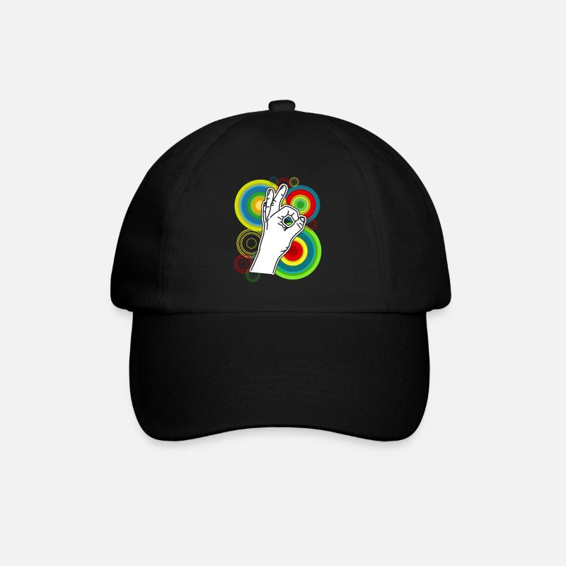 Reingeschaut Retro lustig Reingeguckt - Baseballkappe - Schwarz/Schwarz