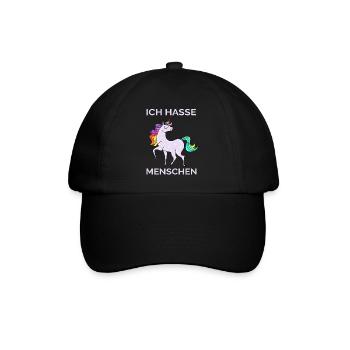 ICH HASSE MENSCHEN EINHORN - Baseballkappe - Schwarz/Schwarz - Vorne