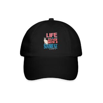 Life Is Better With A Siamese Cat T-Shirt - Baseball Cap - black/black - Front