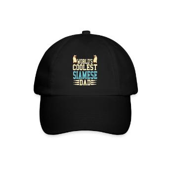 World's Coolest Siamese Dad Cat Lover T-Shirt - Baseball Cap - black/black - Front