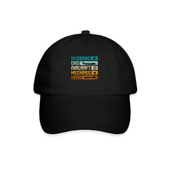 Husband dad aircraft mechanic hero - Baseball Cap - black/black - Front