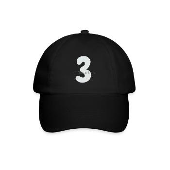 Drei Zahl mit Lettering 3. Geburtstag - Baseballkappe - Schwarz/Schwarz - Vorne