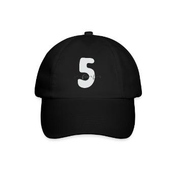 Fünf Zahl mit Lettering 5. Geburtstag - Baseballkappe - Schwarz/Schwarz - Vorne