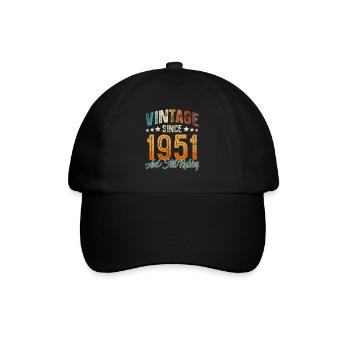 1951 Geburtsjahr Geburtstag Baujahr Vintage - Baseballkappe - Schwarz/Schwarz - Vorne