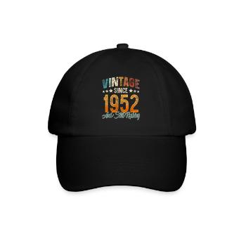 1952 Geburtsjahr Geburtstag Baujahr Vintage - Baseballkappe - Schwarz/Schwarz - Vorne
