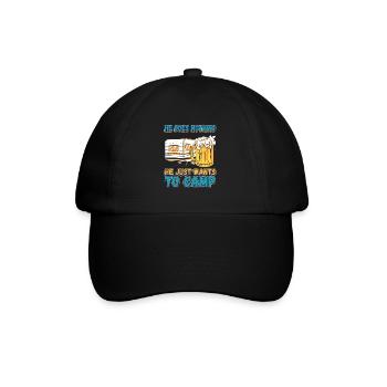 He doesn't do anything He just wants to camp - camping nature - Baseball Cap - black/black - Front