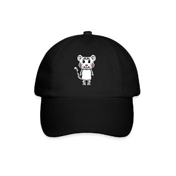Weißer Tiger Emoticon Bengalischer Tiger - Baseballkappe - Schwarz/Schwarz - Vorne