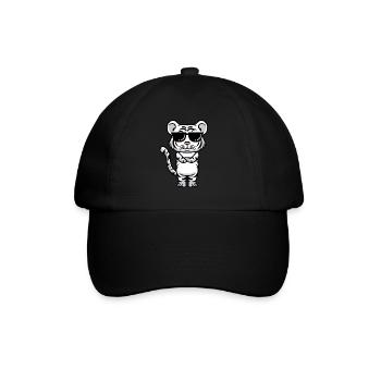 Weißer Tiger Emoticon Bengalischer Tiger - Baseballkappe - Schwarz/Schwarz - Vorne