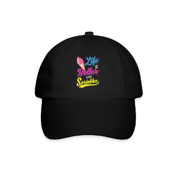 Life Is Better With Sprinkles Ein Sommer Eiscreme - Baseballkappe - Schwarz/Schwarz - Vorne
