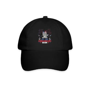 Happy 4th cute cat with fireworks America - Baseball Cap - black/black - Front