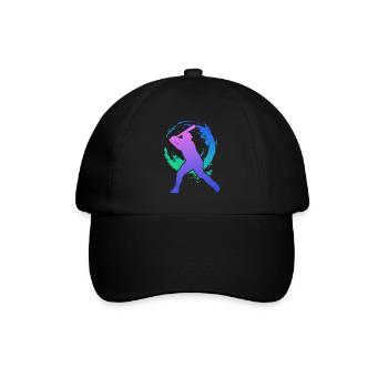 Baseball Fan Retro Vintage 80s 90s - Baseballkappe - Schwarz/Schwarz - Vorne