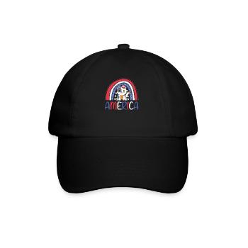 4th of July american cat for kids cute usa cat - Baseballkappe - Schwarz/Schwarz - Vorne