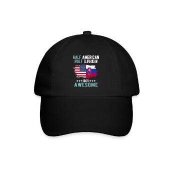 Halb Amerikaner Halb Slowake - Baseballkappe - Schwarz/Schwarz - Vorne