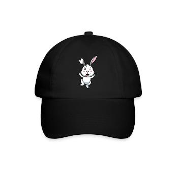 White Rabbit Emoticon Rabbit - Baseball Cap - black/black - Front
