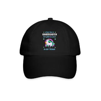 Bye Bye Kindergarten Glitter Unicorn Enrollment - Baseball Cap - black/black - Front