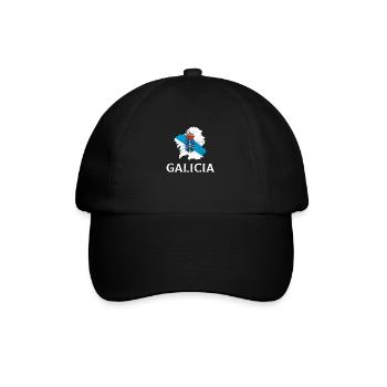 galicia map flag, galician - Baseball Cap - black/black - Front