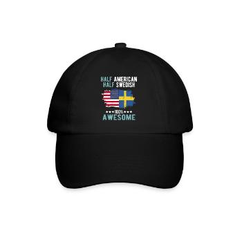 Halb Amerikaner Halb Schwede - Baseballkappe - Schwarz/Schwarz - Vorne