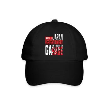 Made in Japan perfektioniert in meiner Garage - Baseballkappe - Schwarz/Schwarz - Vorne