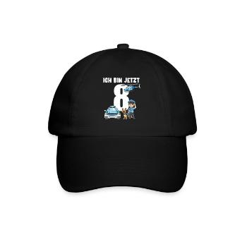8 Geburtstag Polizei Shirt - 8 Jahre Alt Geschenk - Baseballkappe - Schwarz/Schwarz - Vorne