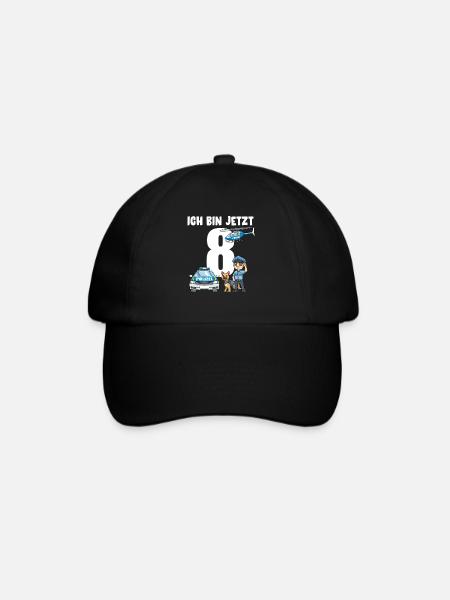 8 Geburtstag Polizei Shirt - 8 Jahre Alt Geschenk - Baseballkappe - Schwarz/Schwarz