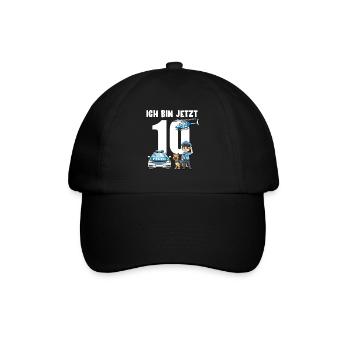 10 Geburtstag Polizei Shirt - 10 Jahre Alt - Baseballkappe - Schwarz/Schwarz - Vorne