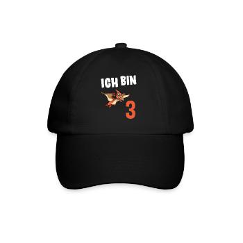 3 Geburtstag Dinosaurier 3 Jahre Geschenk - Baseballkappe - Schwarz/Schwarz - Vorne