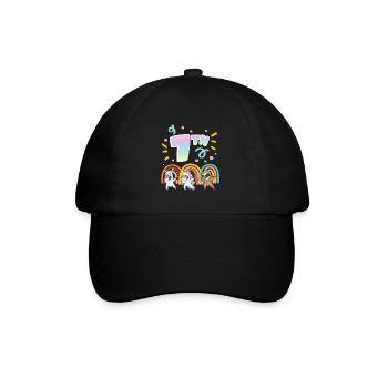 7th Birthday Dabbing Llama Unicorn Sloth | 7th - Baseball Cap - black/black - Front