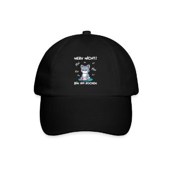 Bin am Zocken Gaming Katze - Baseballkappe - Schwarz/Schwarz - Vorne