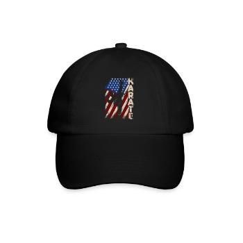 Amerikanische Flagge Karate Lustig US Kampfsport - Baseballkappe - Schwarz/Schwarz - Vorne