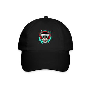 Monkey DJ mit Kopfhörer & Sonnenbrille Geschenkide - Baseballkappe - Schwarz/Schwarz - Vorne