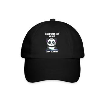 Lustiger Gaming Panda - Computerspiele Videospiele - Baseballkappe - Schwarz/Schwarz - Vorne