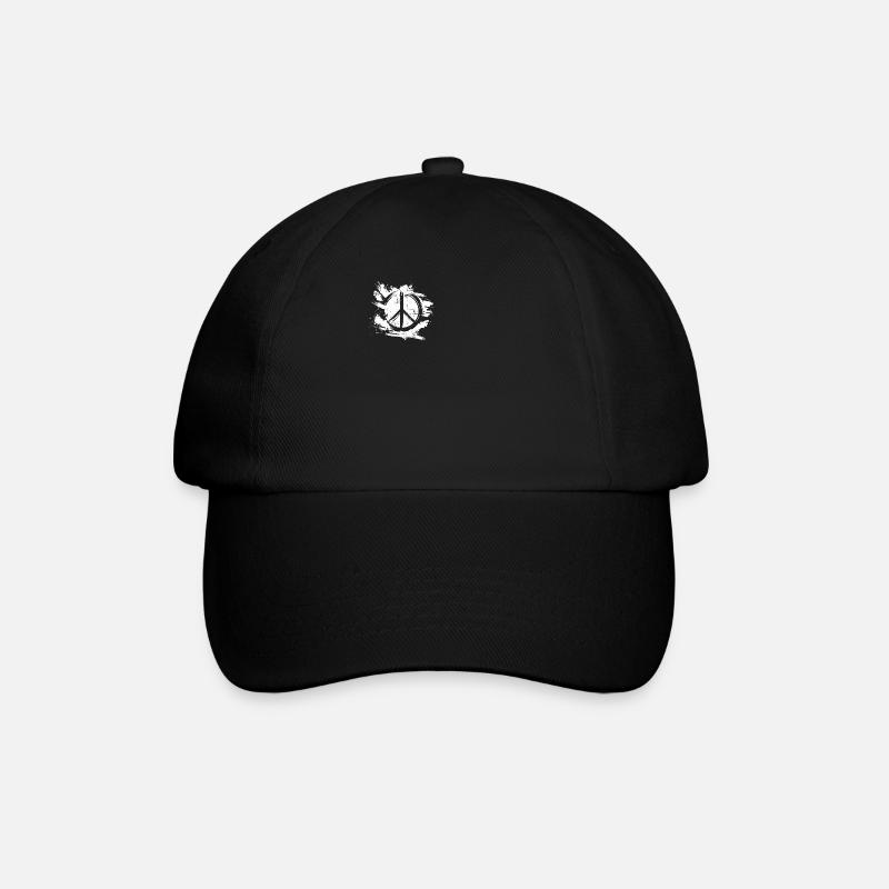 Retro Vintage Design Friedenszeichen Peace Zeichen - Baseballkappe - Schwarz/Schwarz