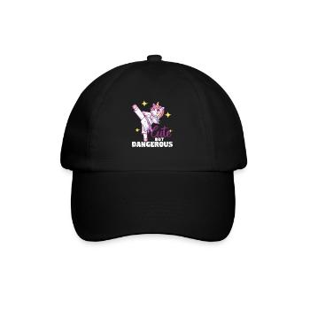 Niedlich aber gefährlich Lustig Karate Einhorn - Baseballkappe - Schwarz/Schwarz - Vorne