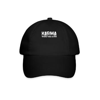 Karma regelt das schon lustiger Spruch - Baseballkappe - Schwarz/Schwarz - Vorne