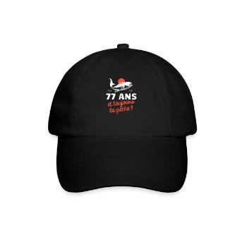 77 ans et toujours la pêche humour pêcheur - Casquette classique - noir/noir - Devant