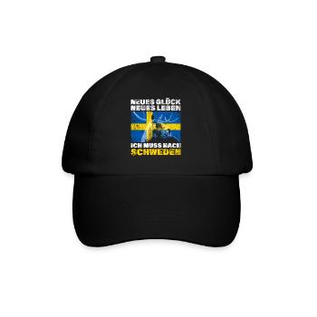 Ich Muss Nach Schweden Flagge Auswandern Urlaub - Baseballkappe - Schwarz/Schwarz - Vorne