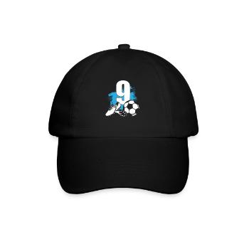Fußball 9 Jahre alter Fußballer 9.Geburtstag - Baseballkappe - Schwarz/Schwarz - Vorne