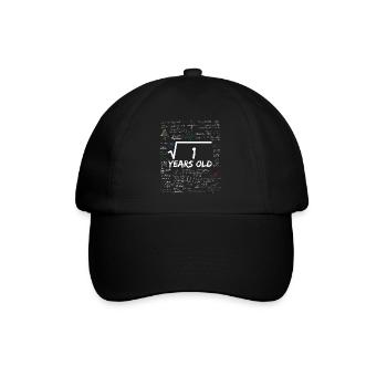 Square Root of 1 1ST Funny Math Birthday - Baseballkappe - Schwarz/Schwarz - Vorne
