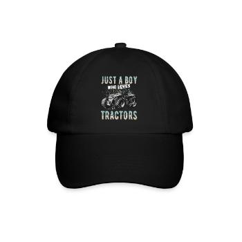 just a boy who loves tractors kids farmers - Baseball Cap - black/black - Front