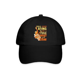 Feels Good Aging Like Fine Whiskey And Cigar - Baseballkappe - Schwarz/Schwarz - Vorne