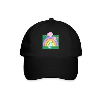 Baby & Mama Wolf mit Regenbogen - Baseballkappe - Schwarz/Schwarz - Vorne