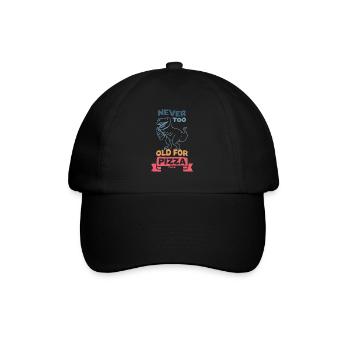 Never Too Old For Pizza Dino T-Rex - Baseballkappe - Schwarz/Schwarz - Vorne