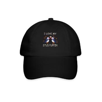 I Love My Stud Puffin Papageientaucher Beziehung - Baseballkappe - Schwarz/Schwarz - Vorne