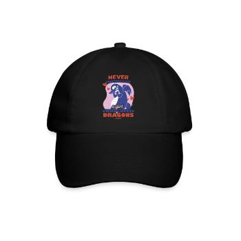 Never Underestimate A Girl Who Loves Dragons - Baseballkappe - Schwarz/Schwarz - Vorne