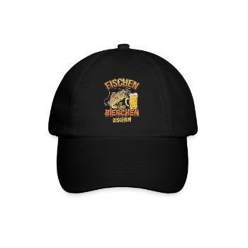 Fischen und Bierchen zischen Angeln Angler Spruch - Baseballkappe - Schwarz/Schwarz - Vorne