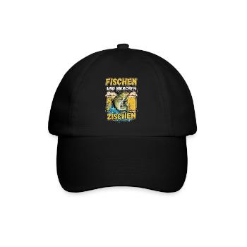 Fischen und Bierchen zischen Angeln Angler Spruch - Baseballkappe - Schwarz/Schwarz - Vorne