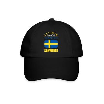 Ich Bin Dann Mal Weg Nach Schweden Fahne Urlaub - Baseballkappe - Schwarz/Schwarz - Vorne
