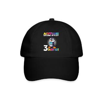 Kindergeburtstag Ich Bin Jetzt 3 Jahre - Baseballkappe - Schwarz/Schwarz - Vorne